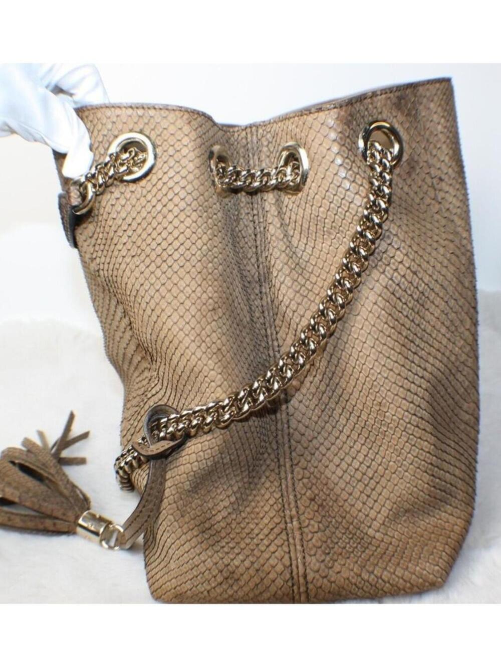Gucci Soho Limited Edition Chain Strap Shoulder Bag Python Medium Brown Gold - Picture 7 of 15